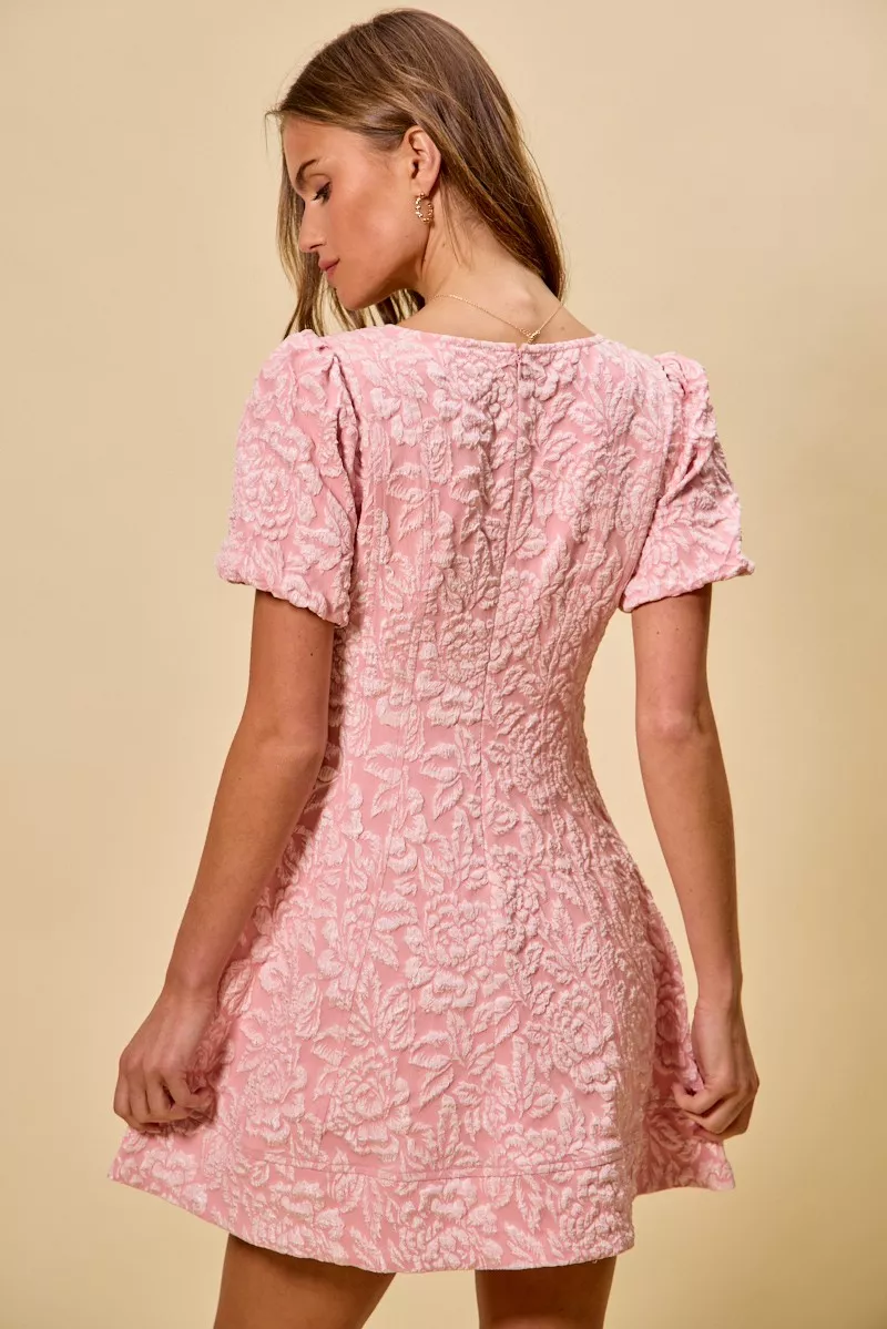 SO ME Floral Jacquard Fit And Flare Daily Mini Dress - Image 14