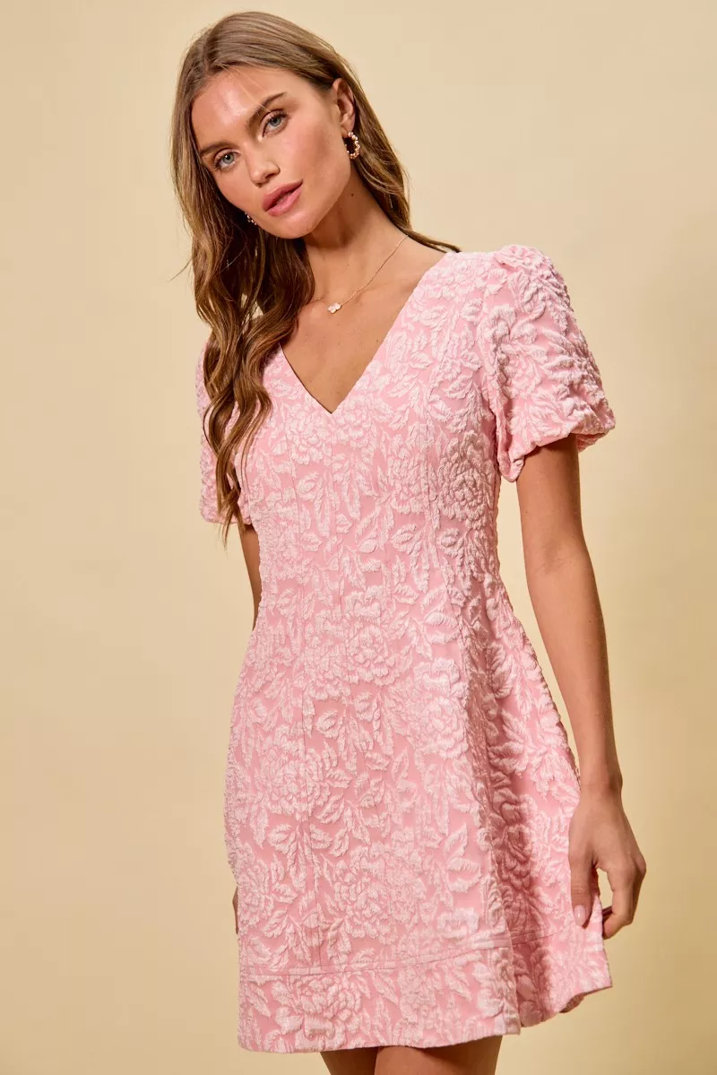 SO ME Floral Jacquard Fit And Flare Daily Mini Dress - Image 8