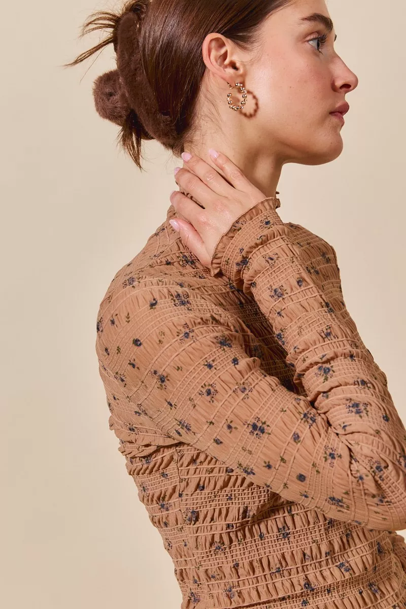 SO ME Floral Print Textured Long Sleeve Knit Top - Image 6
