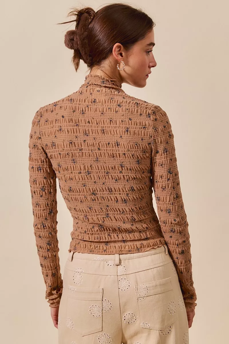 SO ME Floral Print Textured Long Sleeve Knit Top - Image 8