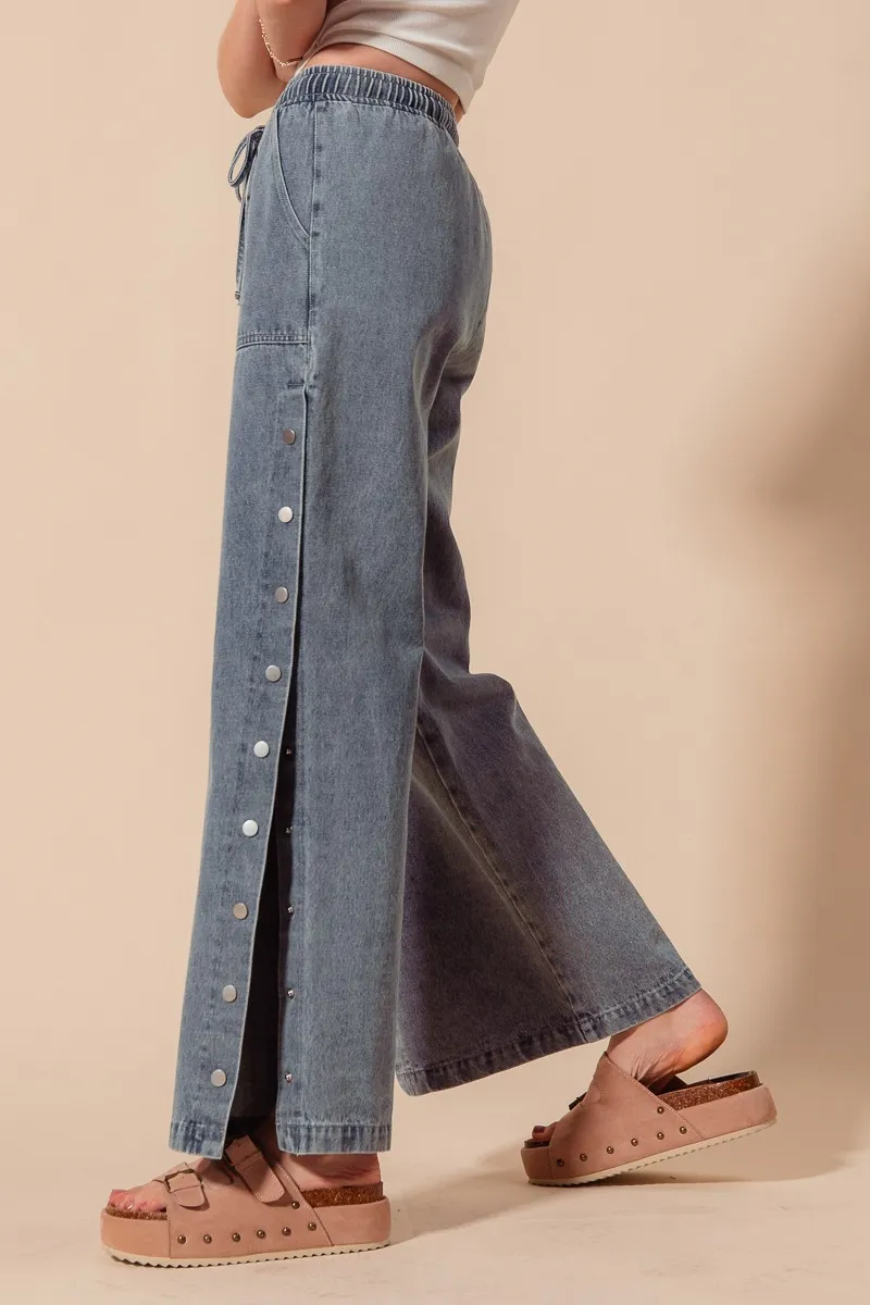 SO ME Mid Rise Drawstring Jeans with Side Snap Button - Image 6