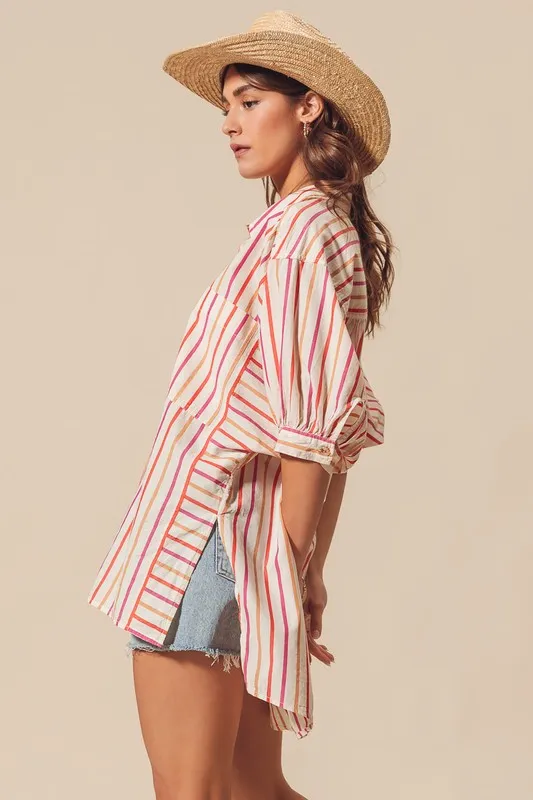 SO ME Multicolored Stripe Button Down Shirt - Image 9