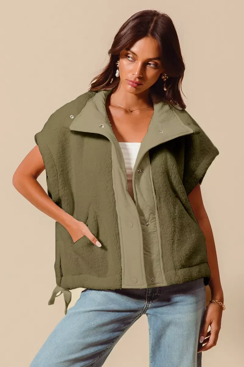 SO ME Over Sized Soft Sherpa Fur Sleeveless Vest Jacket
