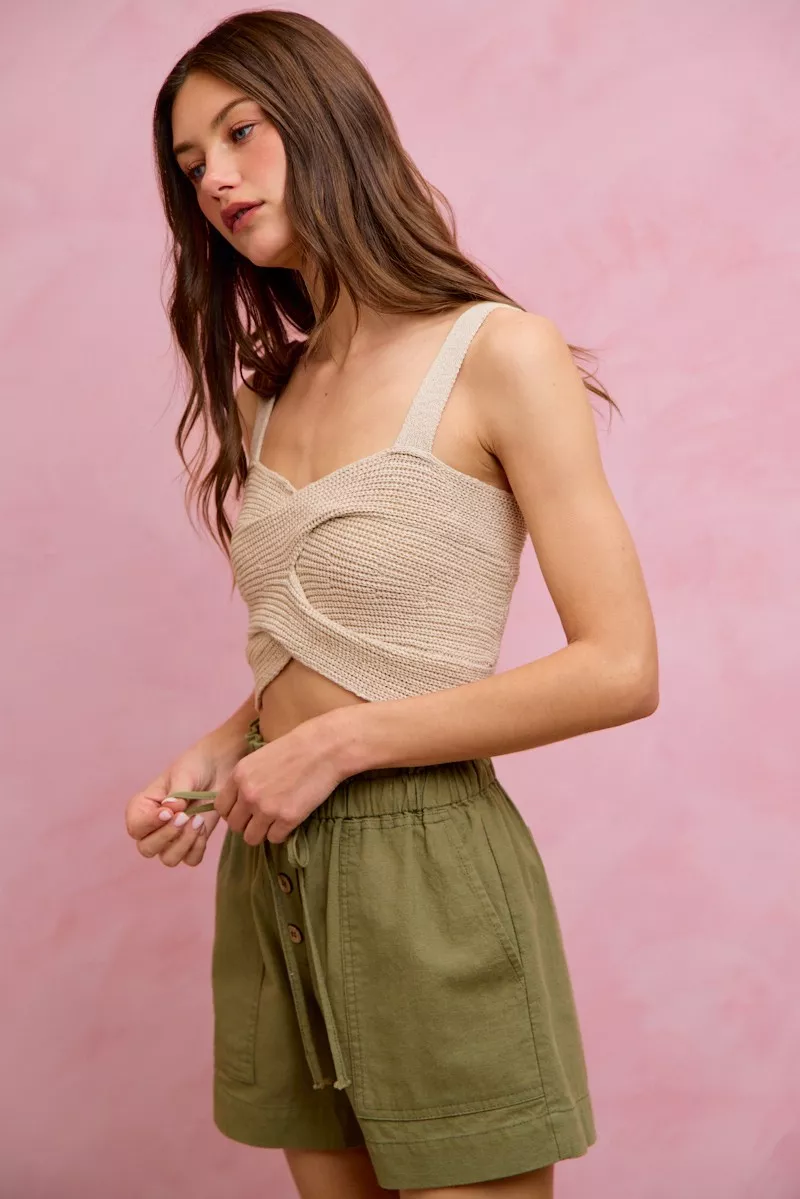SO ME Paper Bag Patch Pocket Drawstring Twill Shorts - Image 18
