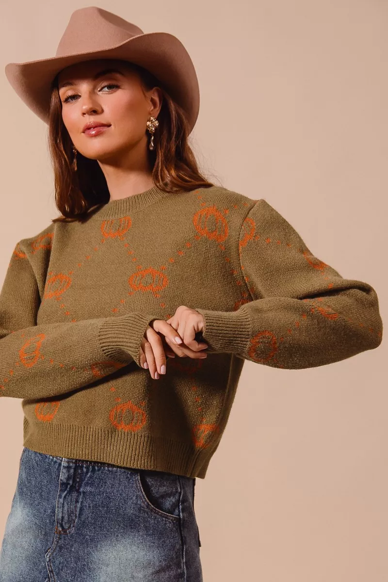 SO ME Pumpkin Rhombus Halloween Thanksgiving Sweater