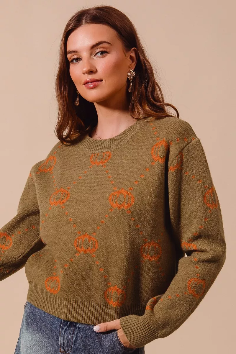 SO ME Pumpkin Rhombus Halloween Thanksgiving Sweater - Image 2