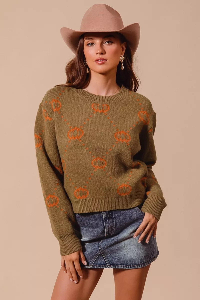 SO ME Pumpkin Rhombus Halloween Thanksgiving Sweater - Image 3
