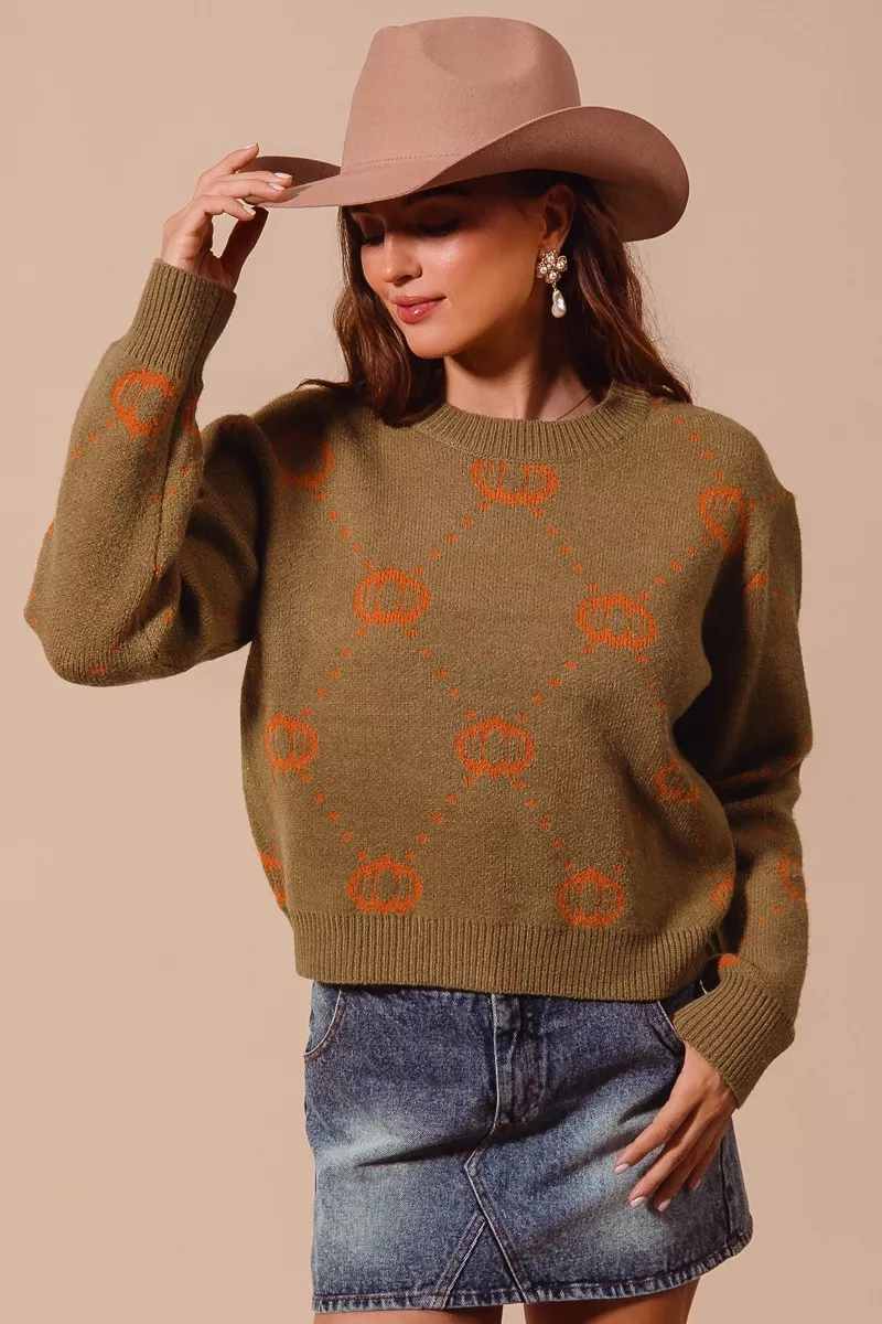 SO ME Pumpkin Rhombus Halloween Thanksgiving Sweater - Image 4
