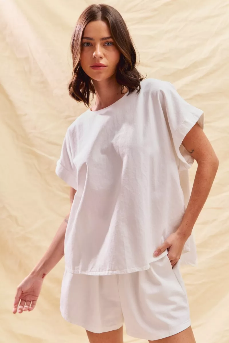 SO ME Round Neck Short Sleeve Top and Shorts Set - Image 14