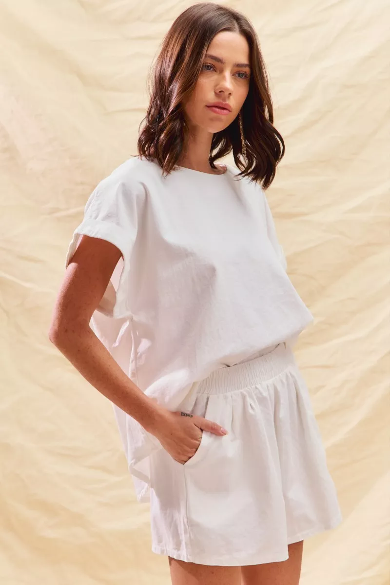 SO ME Round Neck Short Sleeve Top and Shorts Set - Image 5