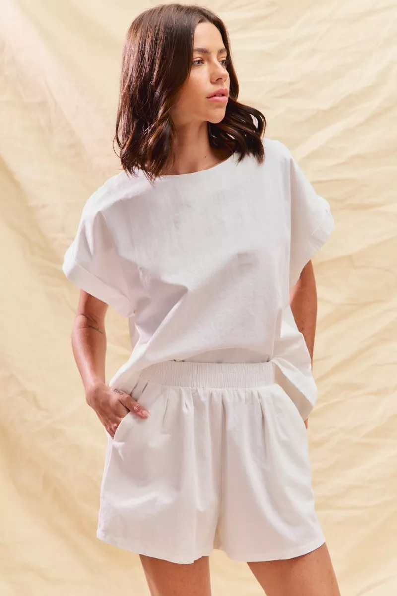 SO ME Round Neck Short Sleeve Top and Shorts Set - Image 6