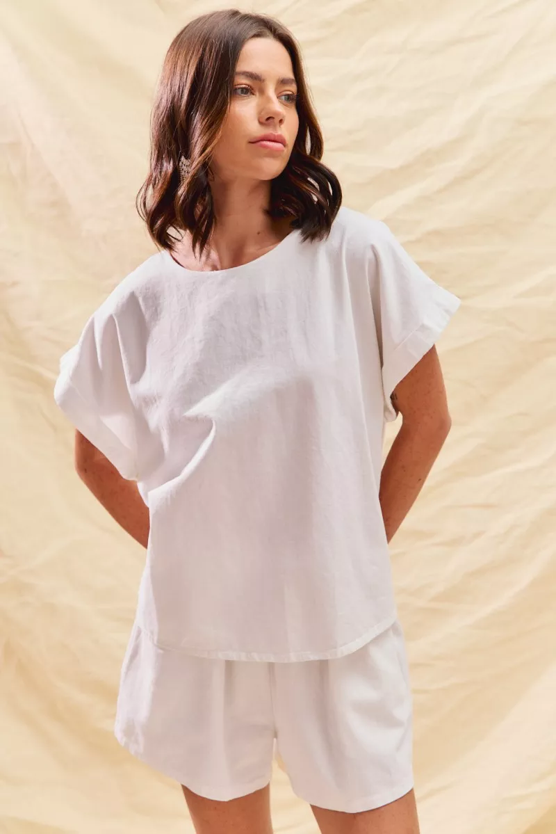 SO ME Round Neck Short Sleeve Top and Shorts Set - Image 7