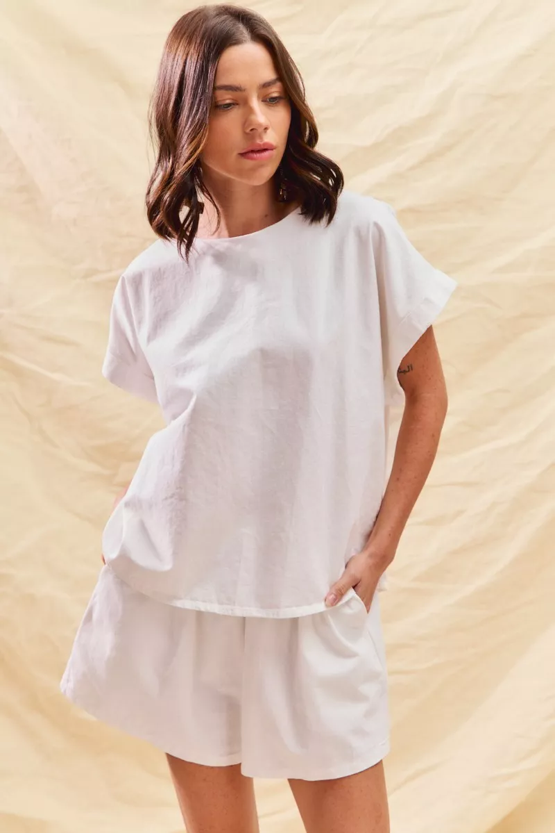 SO ME Round Neck Short Sleeve Top and Shorts Set - Image 9