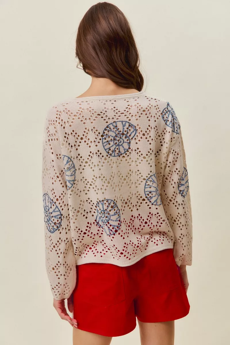 SO ME Seashell Lightweight Sweater Top - Image 2