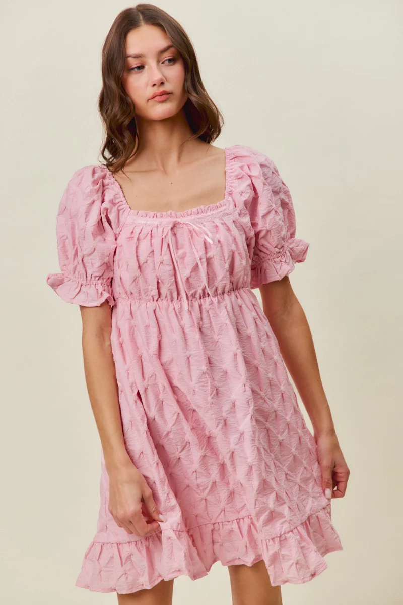 SO ME Texture Woven Ruching On Bust Mini Dress - Image 11