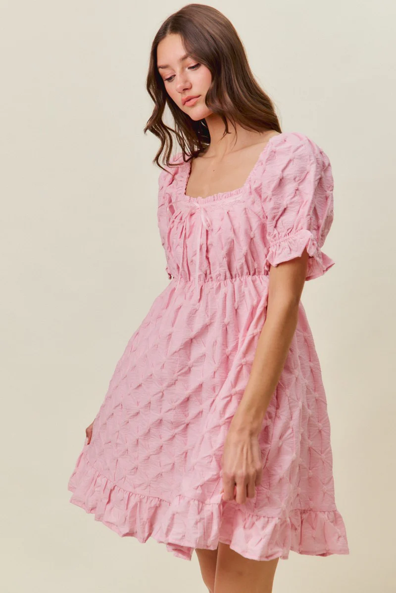 SO ME Texture Woven Ruching On Bust Mini Dress - Image 12