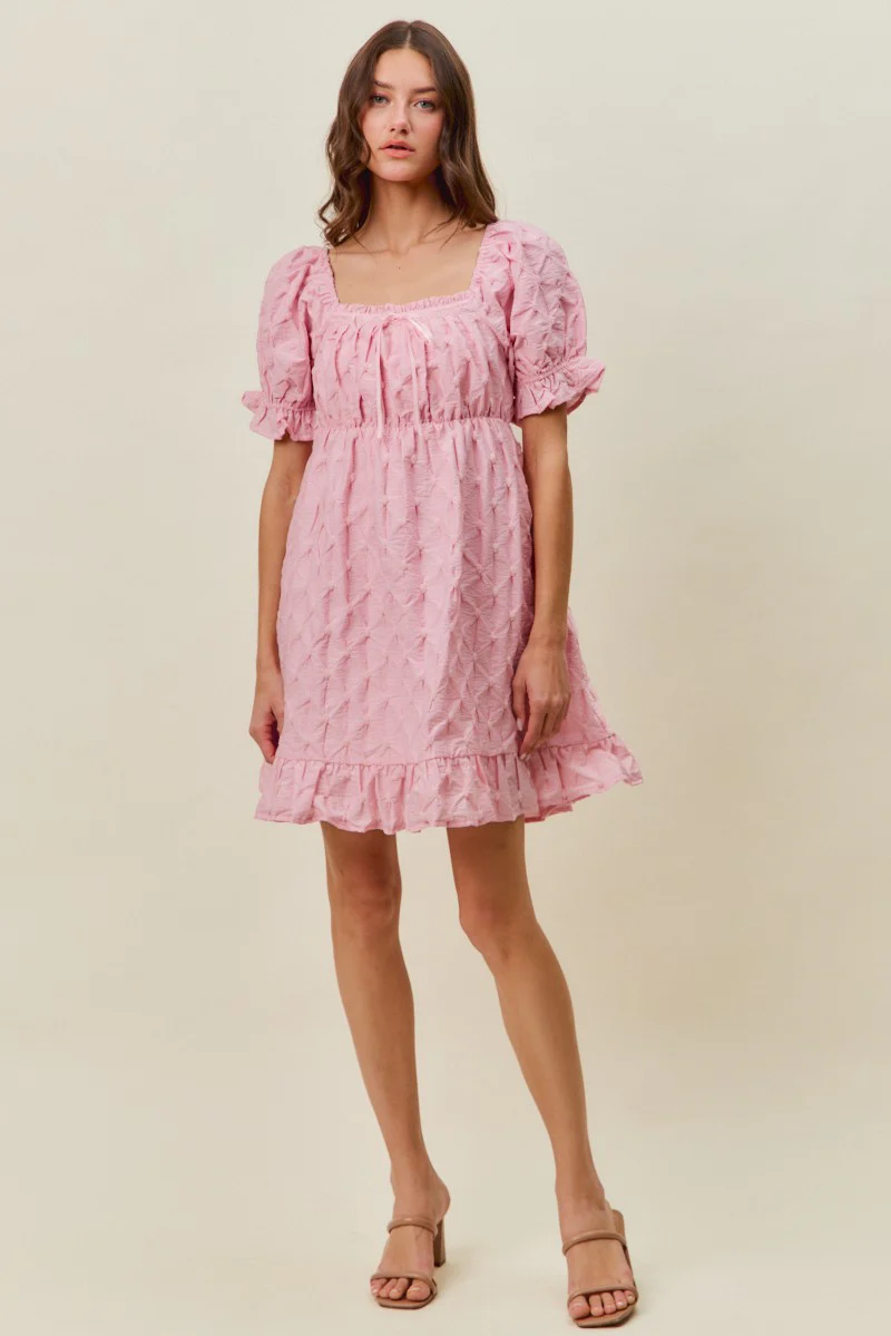 SO ME Texture Woven Ruching On Bust Mini Dress - Image 13