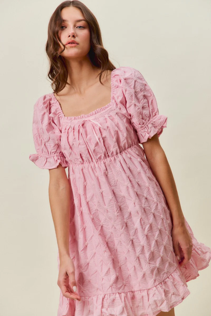 SO ME Texture Woven Ruching On Bust Mini Dress - Image 4