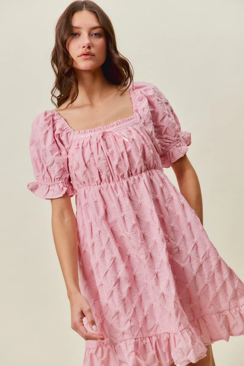 SO ME Texture Woven Ruching On Bust Mini Dress - Image 6