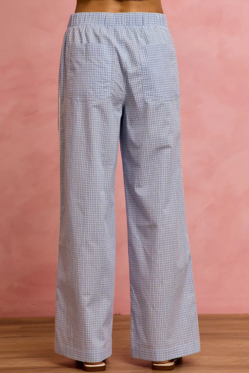 SO ME Wide Check Pants With Side Lace Trim And Piping - Image 5