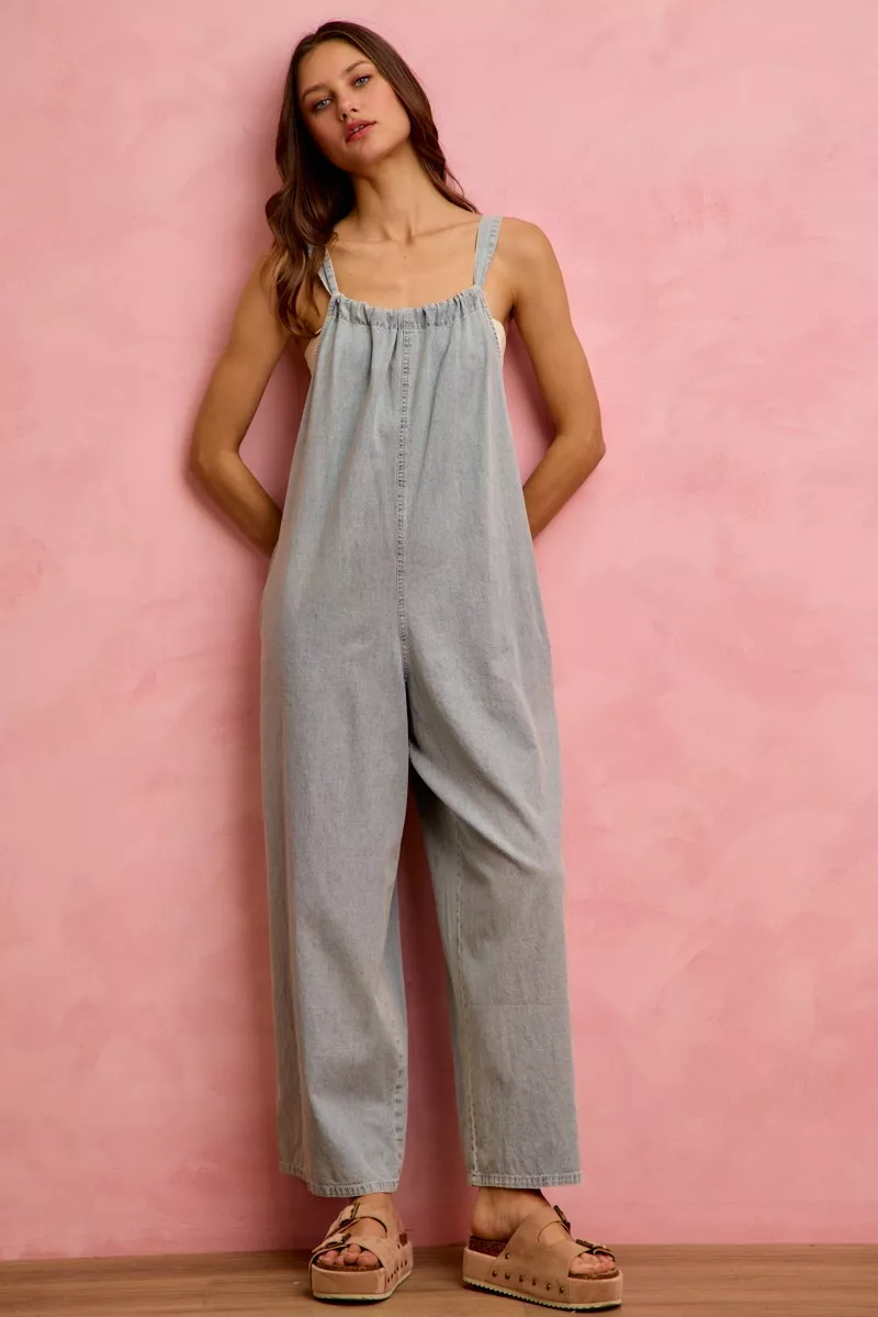 SO ME Wide Leg Lightweight Denim Overalls - Image 15