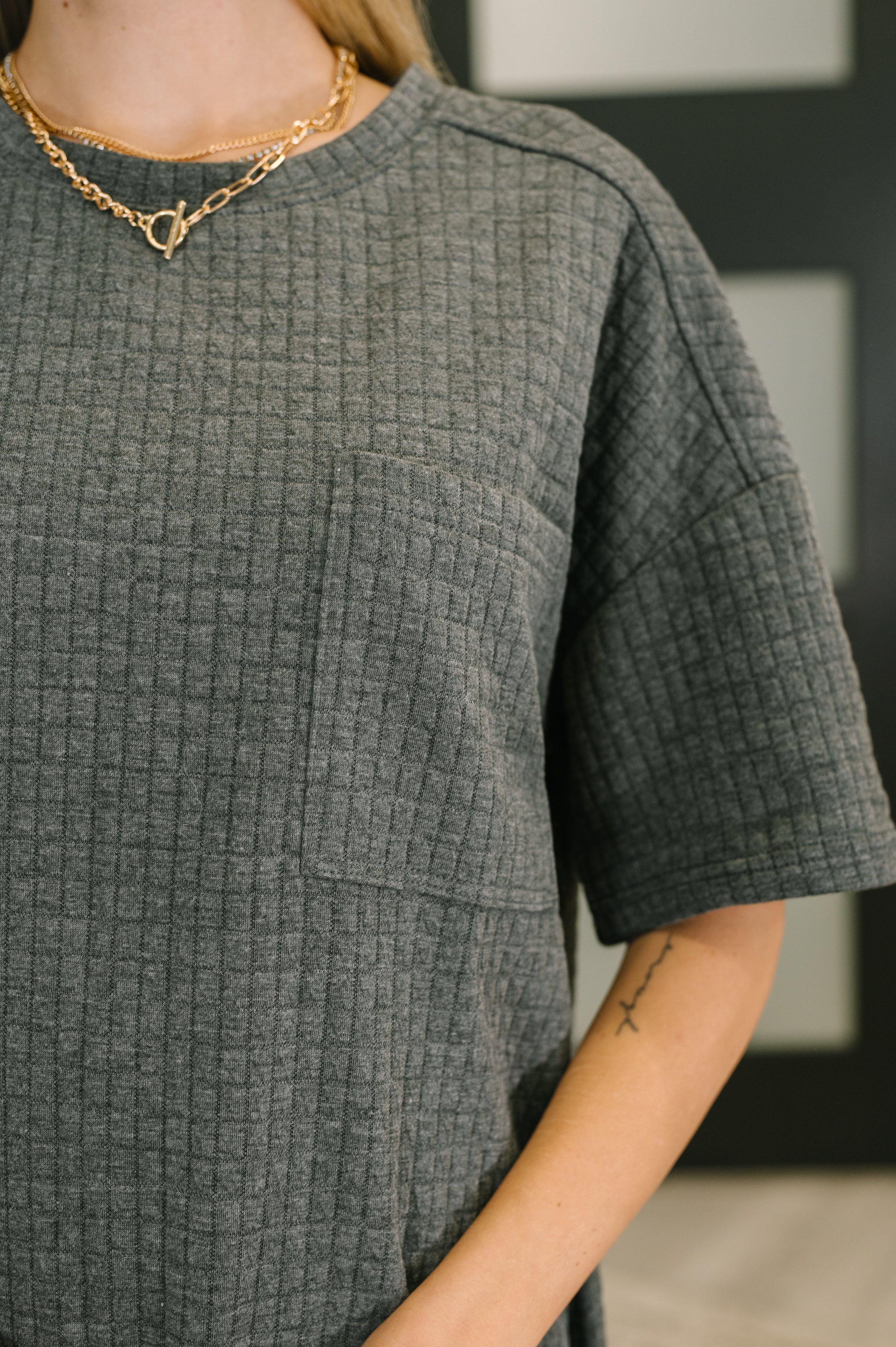 So Thoughtful That Way Textured T-Shirt Dress - Image 2