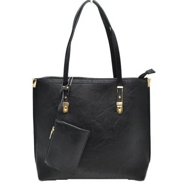 Soft Faux Leather Tote Handbag With Wallet - Image 9