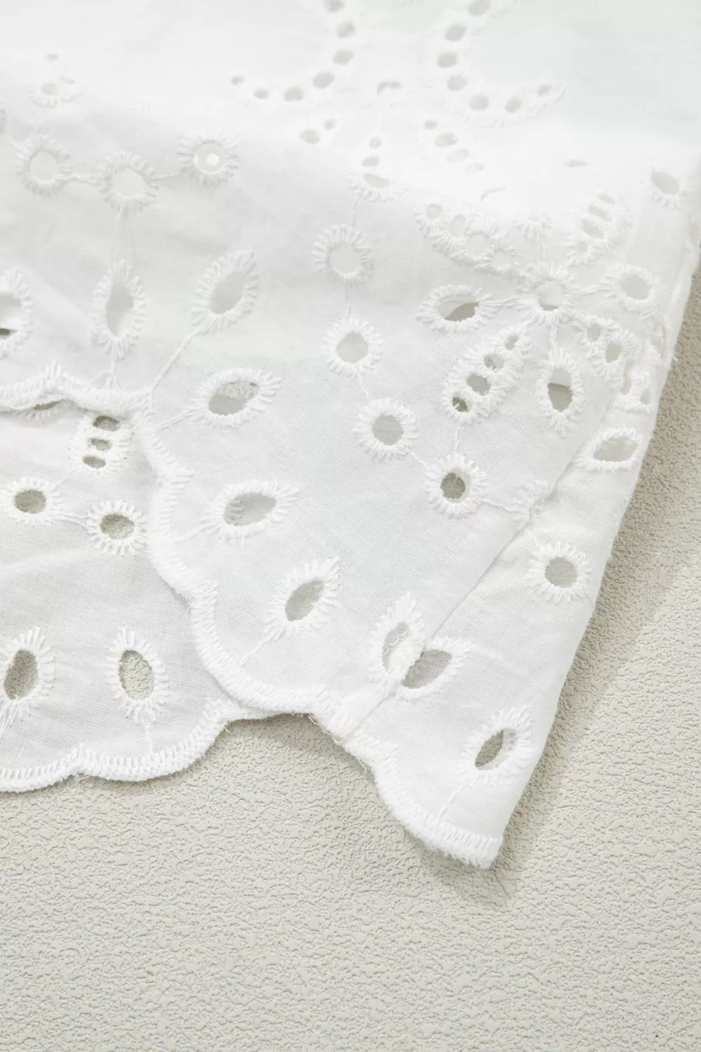 Solid Color Eyelet Embroidered T Shirt Mini Dress - Image 11