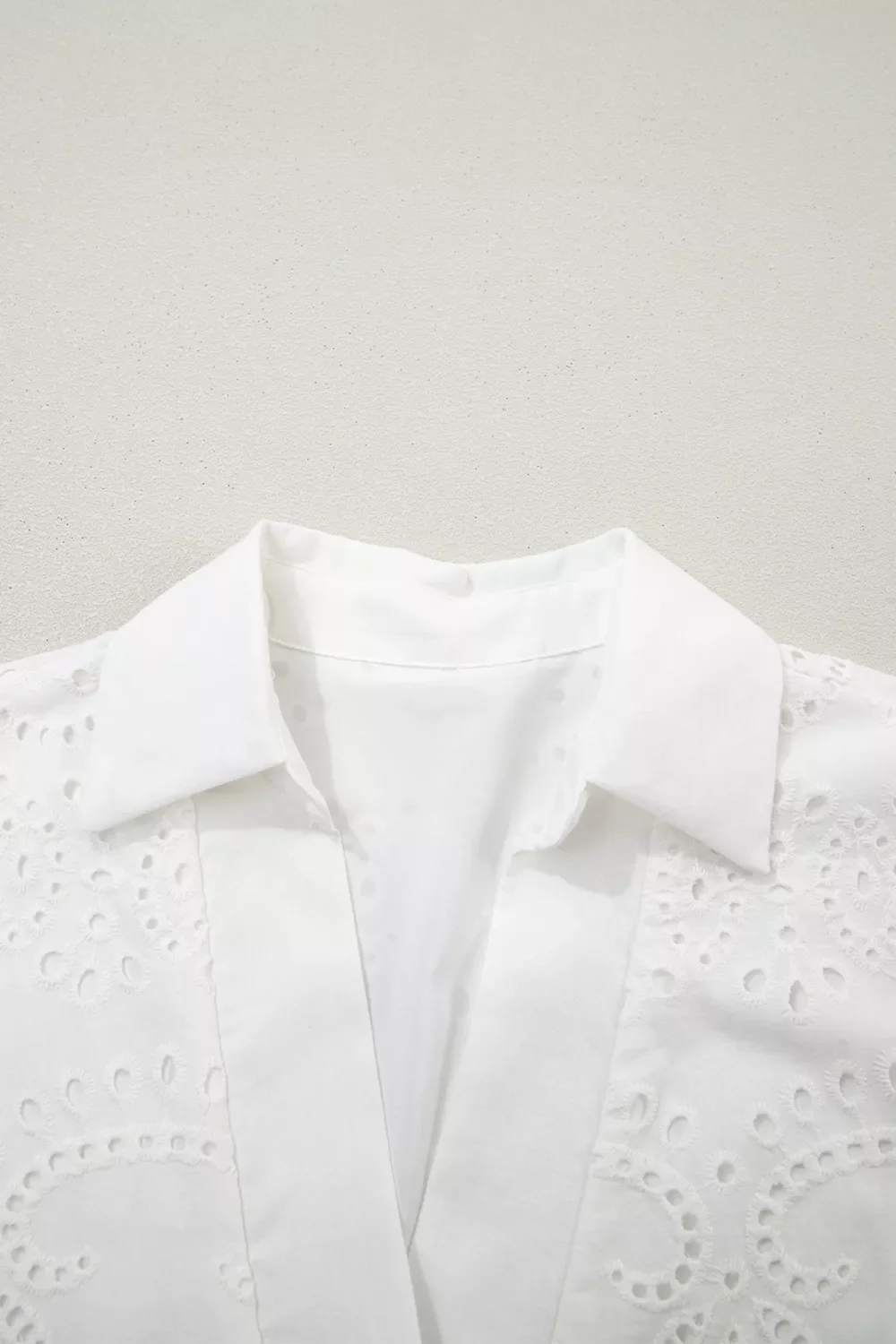 Solid Color Eyelet Embroidered T Shirt Mini Dress - Image 9
