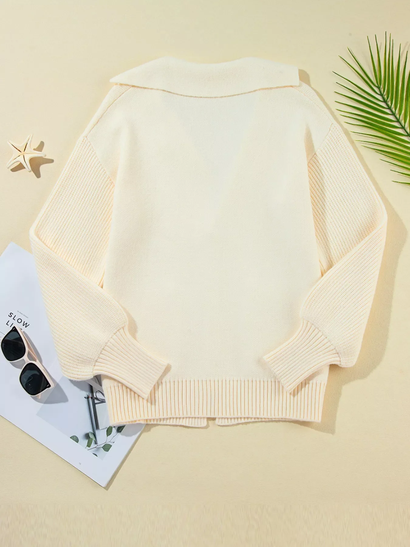 Solid Color Knit Lapel Collar Single Button Sweater Cardigan - Image 9