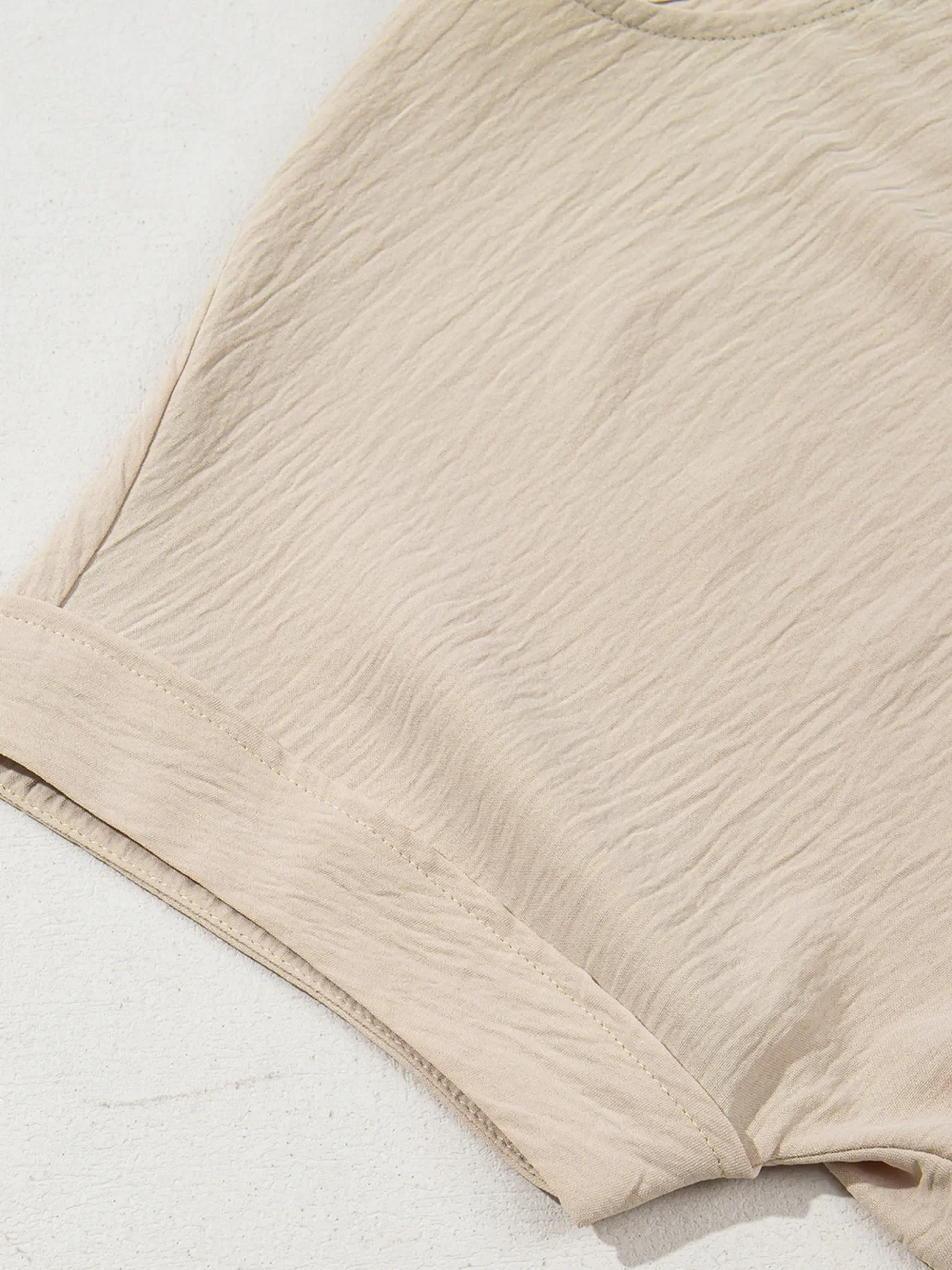 Solid Color Knotted Hem Short Sleeve Blouse - Image 9