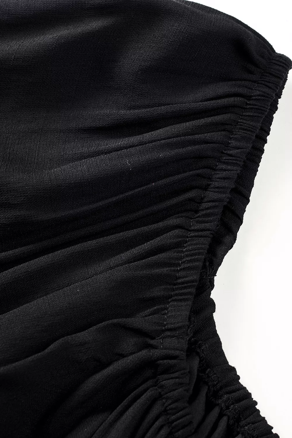 Solid Color Long Sleeve Shirred Drawstring Ruffle Mini Dress - Image 16