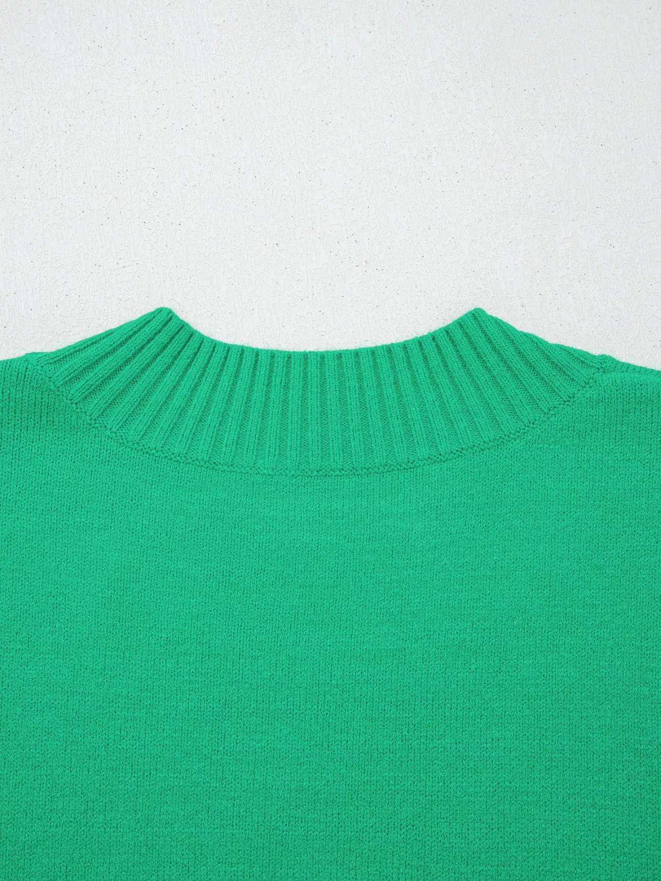 Solid Color Ribbed Trim Round Neck Ruffle Short Sleeve Sweater - Image 16