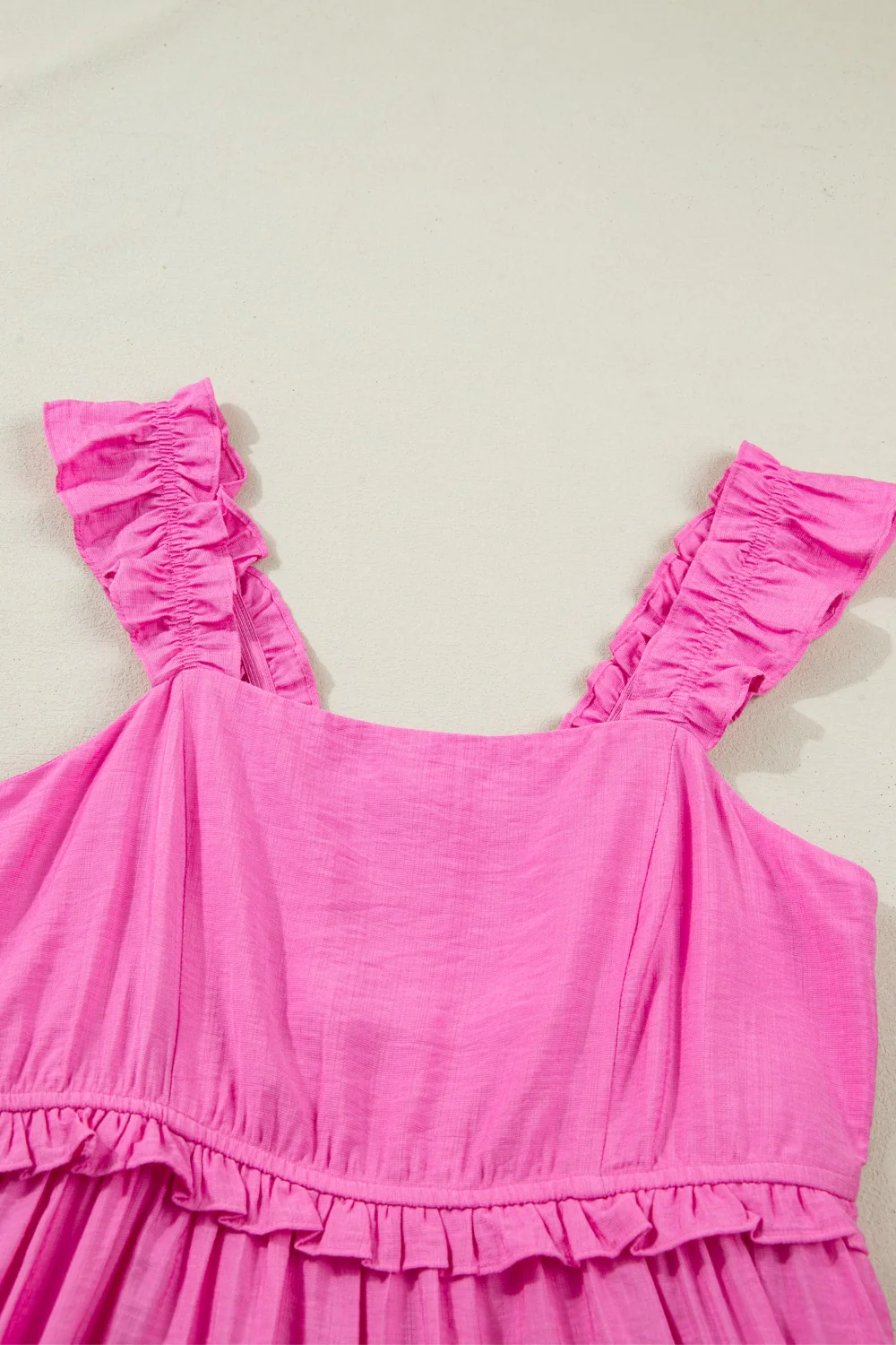 Solid Color Ruffle Trim High Waist Sleeveless Maxi Dress - Image 6