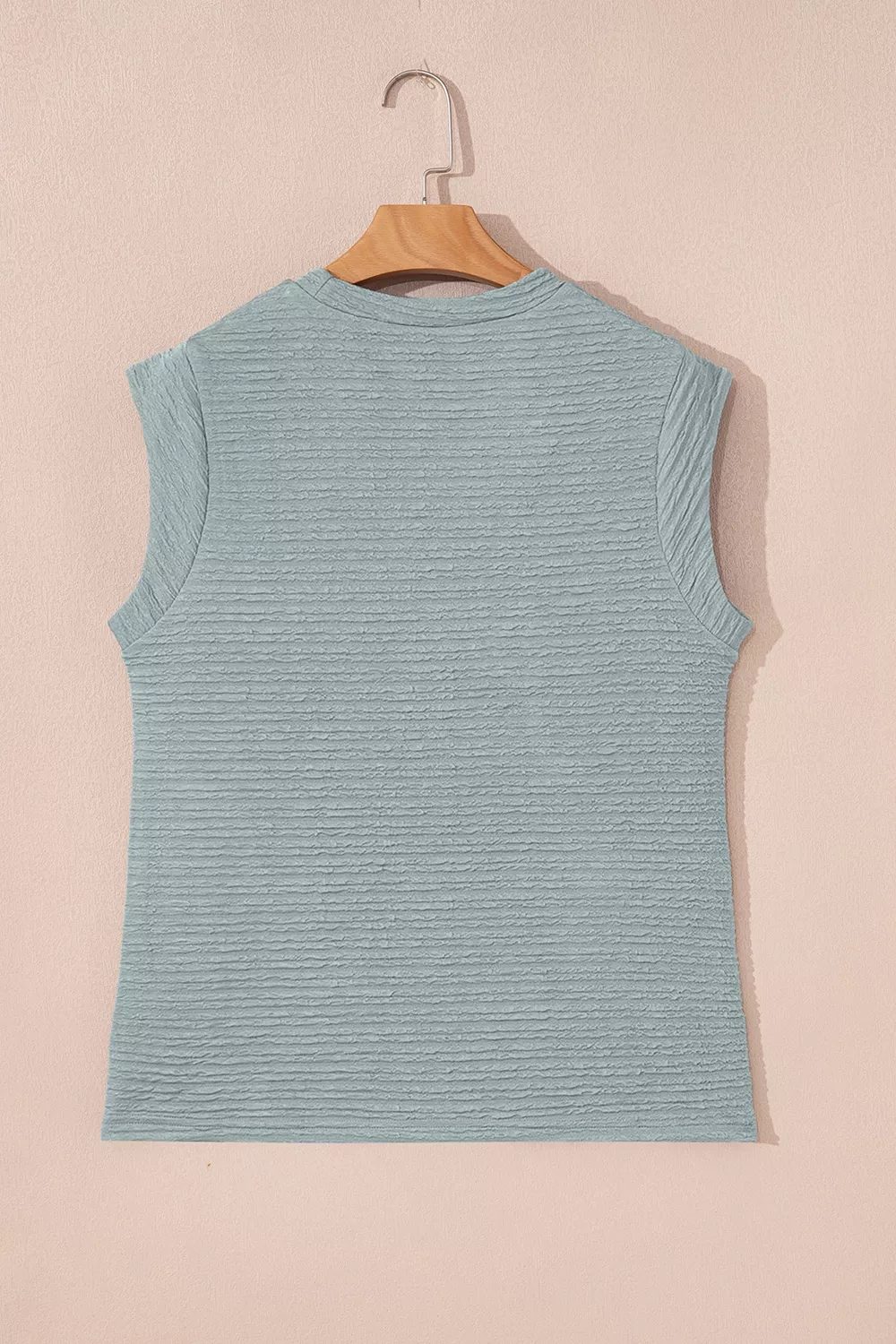 Solid Color Textured Crew Neck Top - Image 6