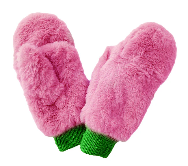 Solid Faux Fur Mittens - Image 6