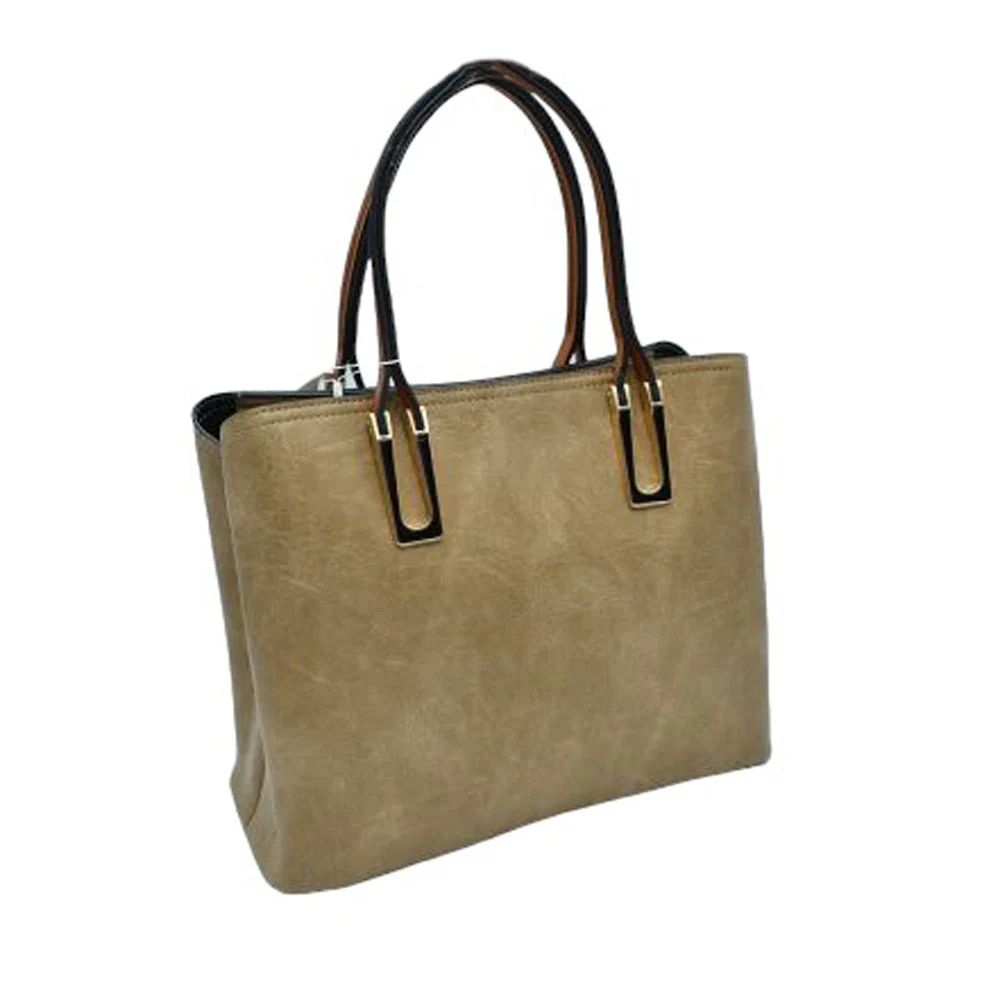 Solid Faux Leather Tote Bag Shoulder Bag - Image 14