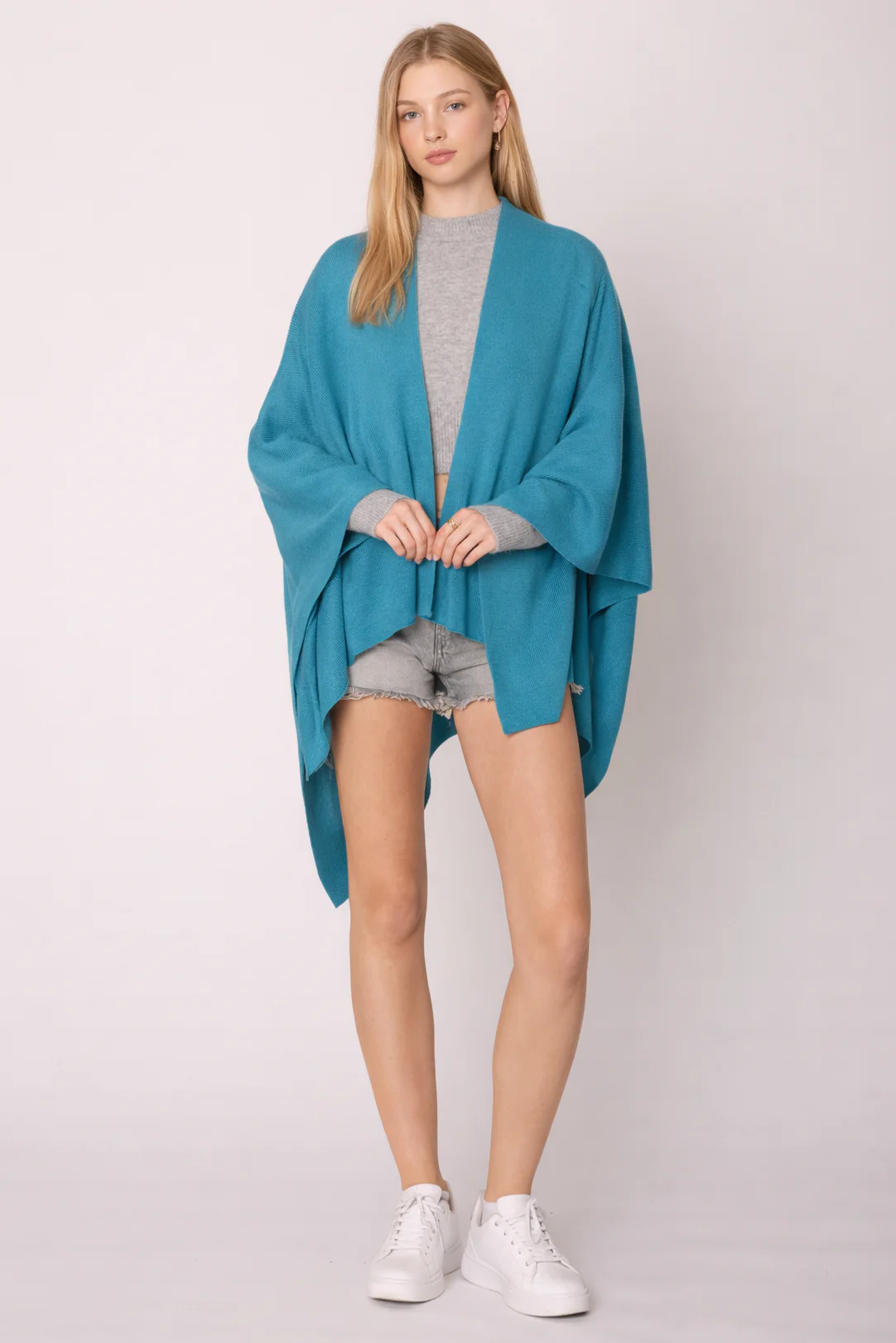 Solid Ruana With Shoulder Strap - Image 8