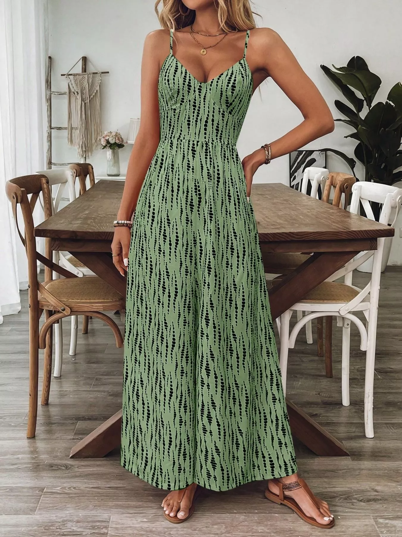 Spaghetti Strap Wide Leg Jumpsuit - Image 5
