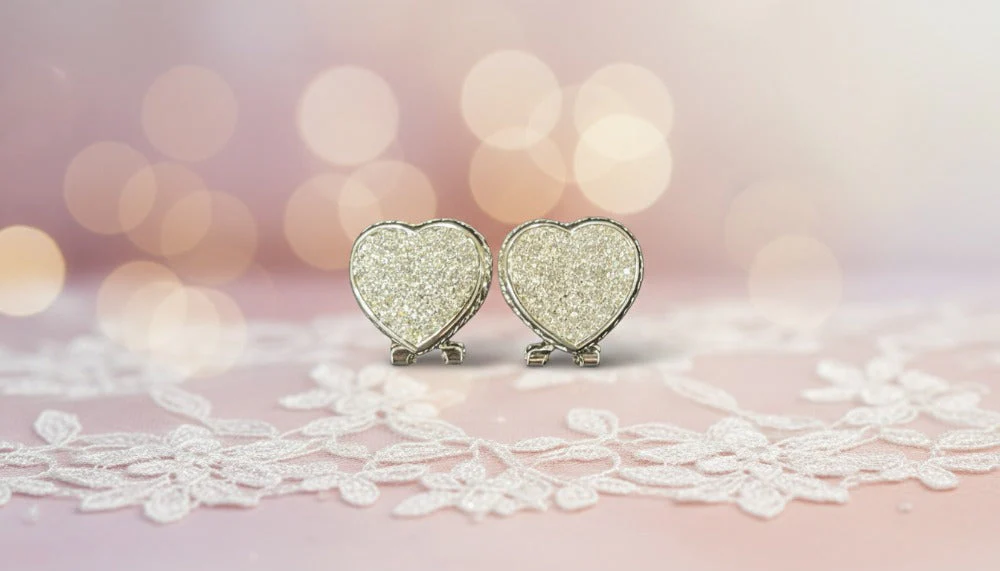 Sparkle Heart Studs Earrings