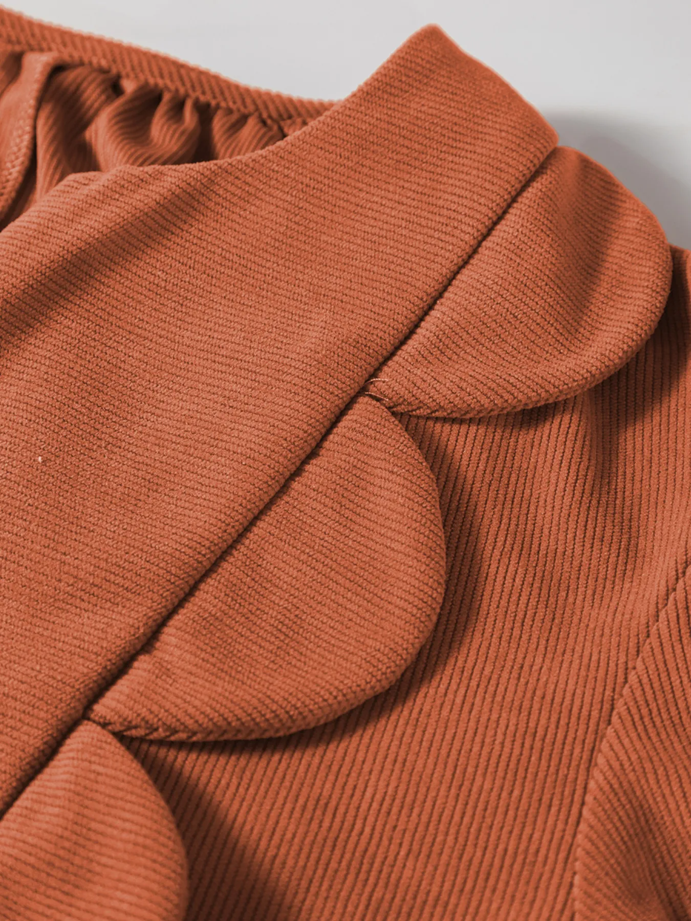 Split Neck Scallop Detail Corduroy Mini Dress - Image 11