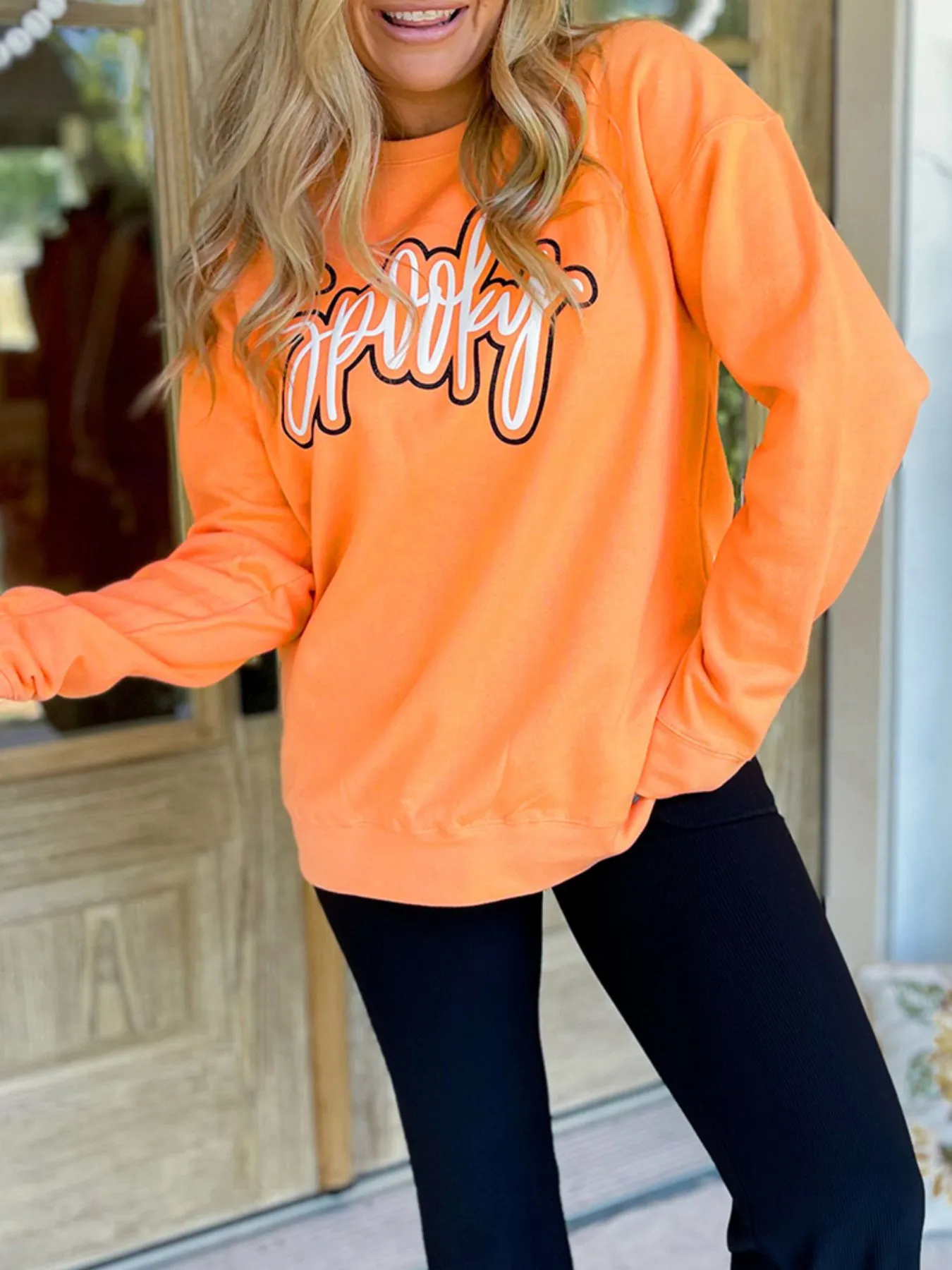 Spooky Round Neck Long Sleeve Sweatshirt - Image 2