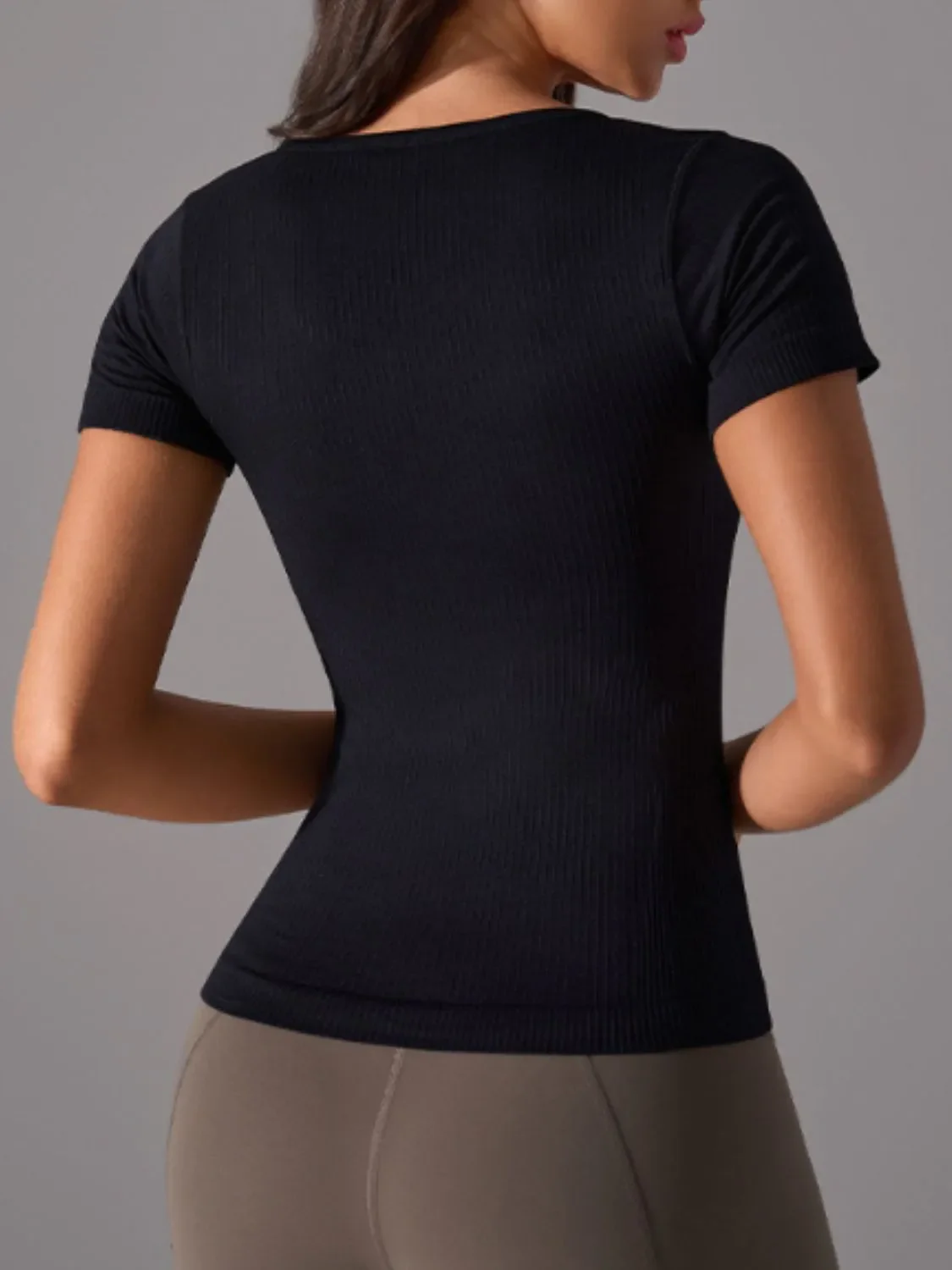 Square Neck Active T-Shirt with Detachable Chest Pads - Image 12