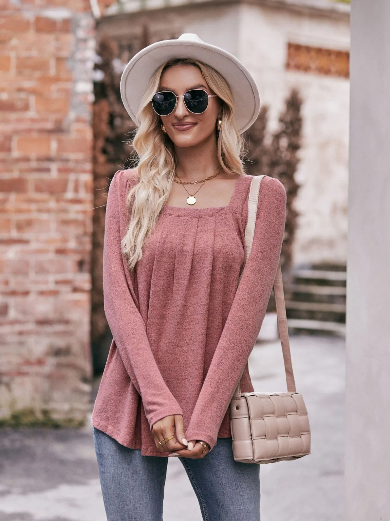Square Neck Long Sleeve T-Shirt - Image 20