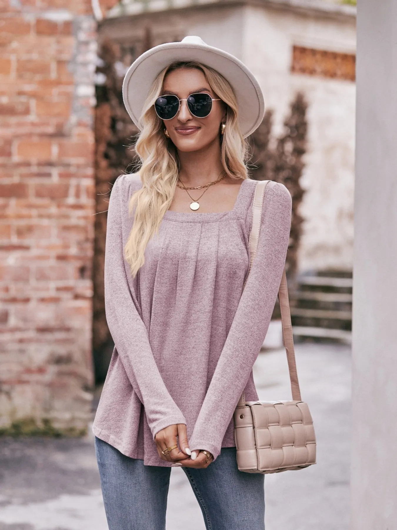 Square Neck Long Sleeve T-Shirt - Image 7