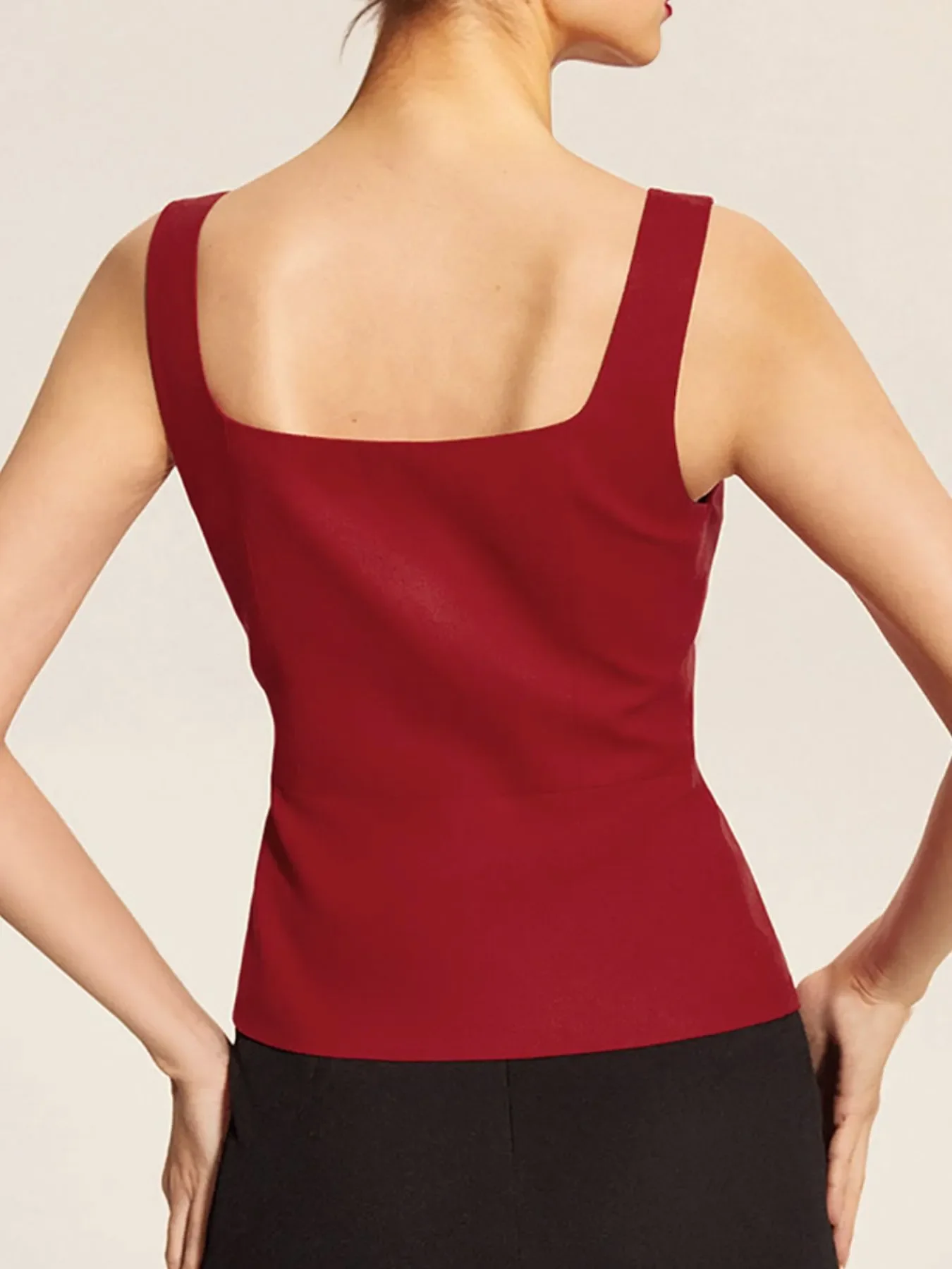 Square Neck Tank and Pleated Slit Skirt Set - Image 5