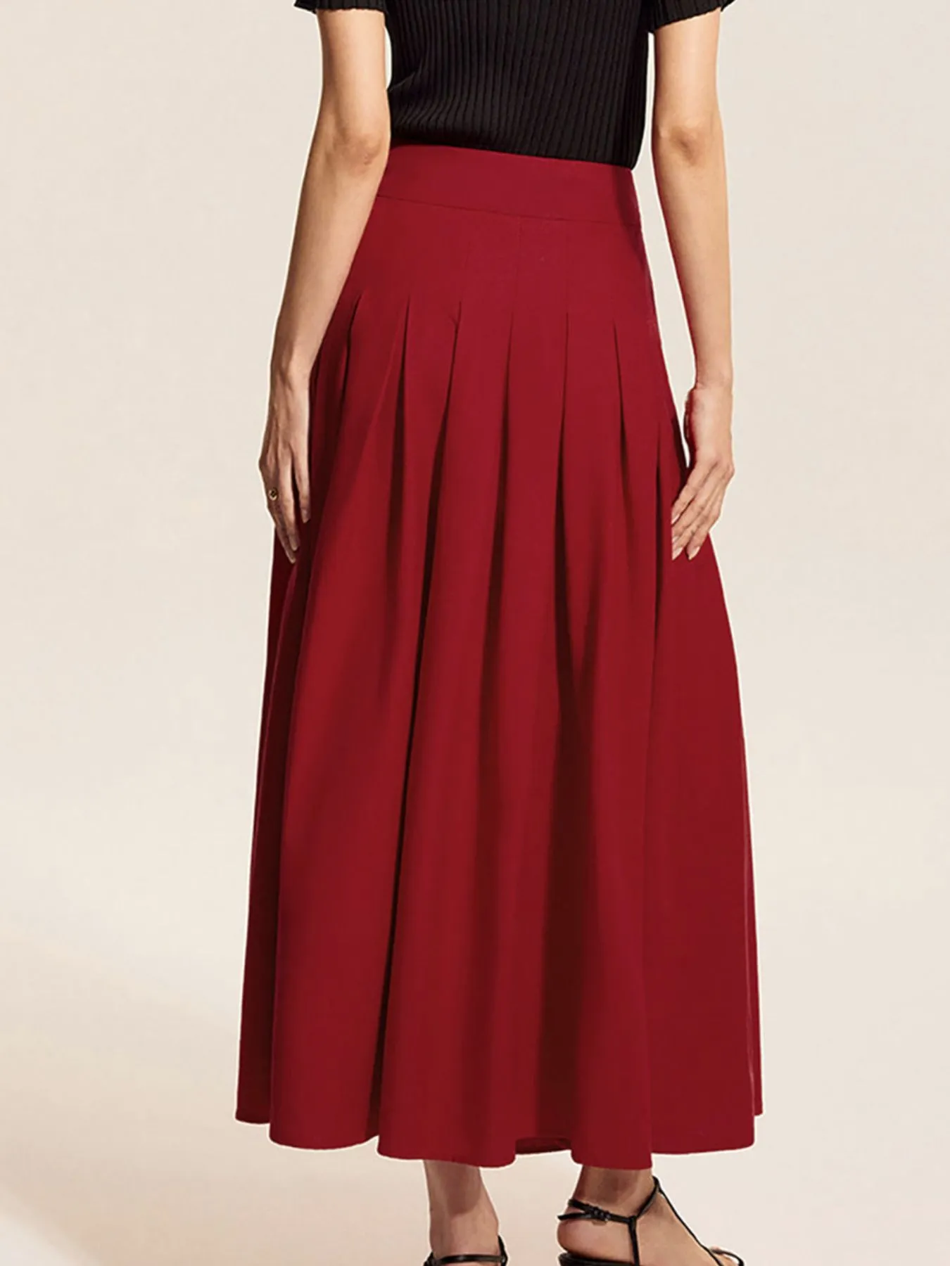 Square Neck Tank and Pleated Slit Skirt Set - Image 6