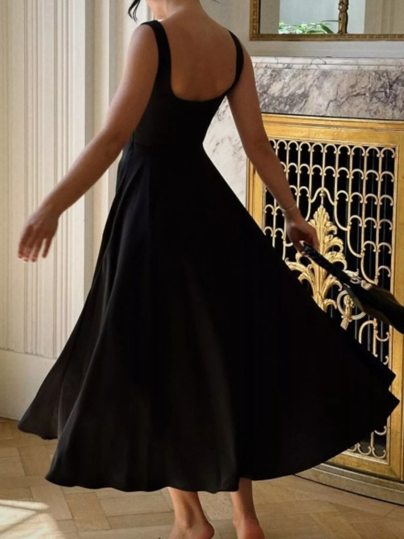 Square Neck Wide Strap A-Line Dress - Image 11