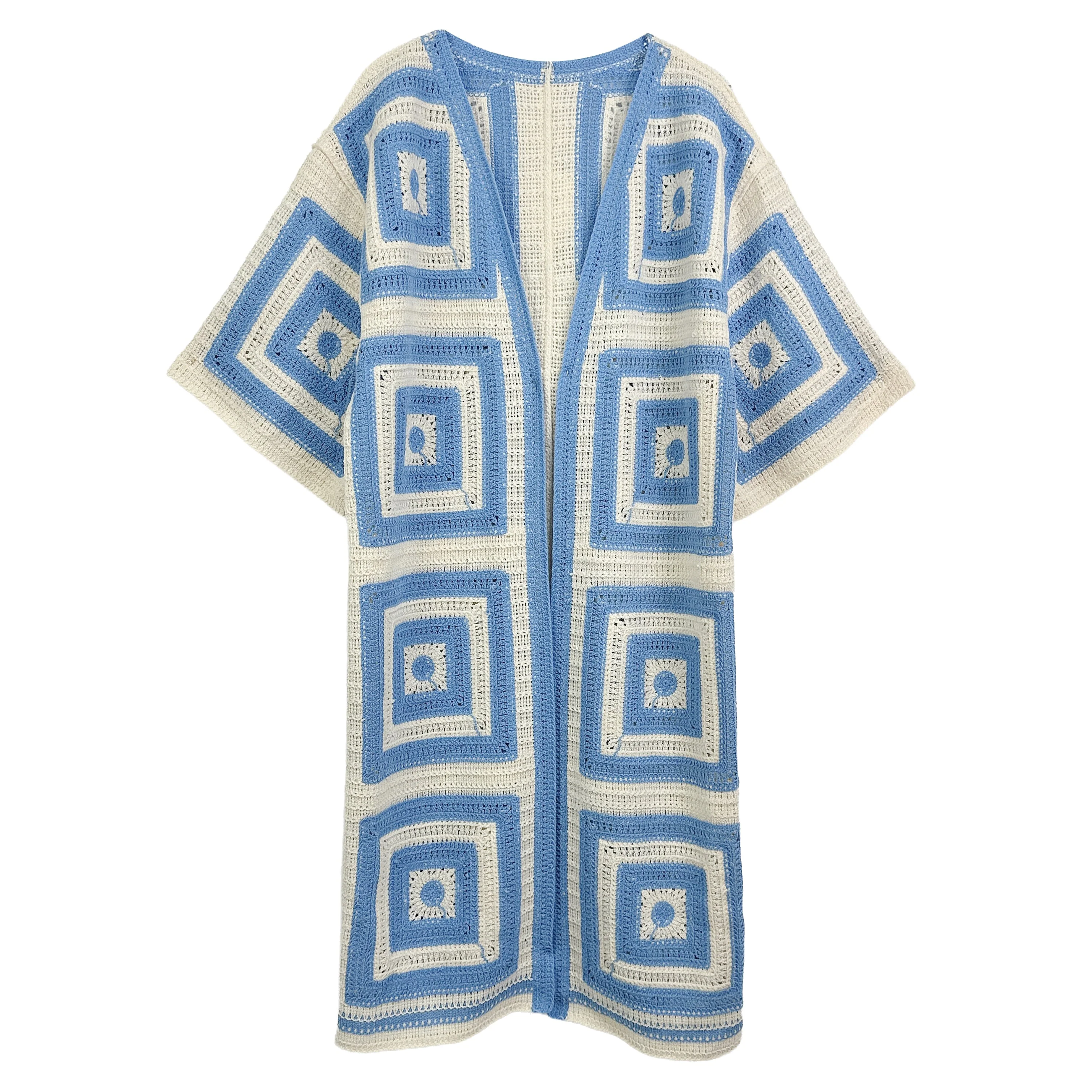 Square Pattern Crochet Cardigan - Image 10