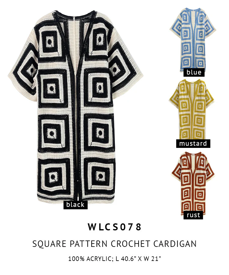 Square Pattern Crochet Cardigan - Image 6